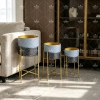 A set of three large, medium and small golden textured iron flower POTS with high legs Item Picture